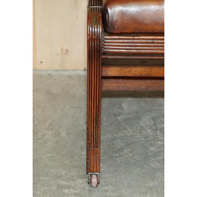 Metamorphic Leather Library Armchair Steps attributed to Gillows, 1810s For Sale - Image 9 of 18