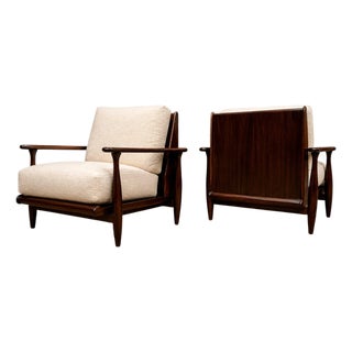 Pair of Armchairs in Brazilian Rosewood & Bouclé by Liceu De Artes, 1960s For Sale