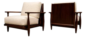 Pair of Armchairs in Brazilian Rosewood & Bouclé by Liceu De Artes, 1960s