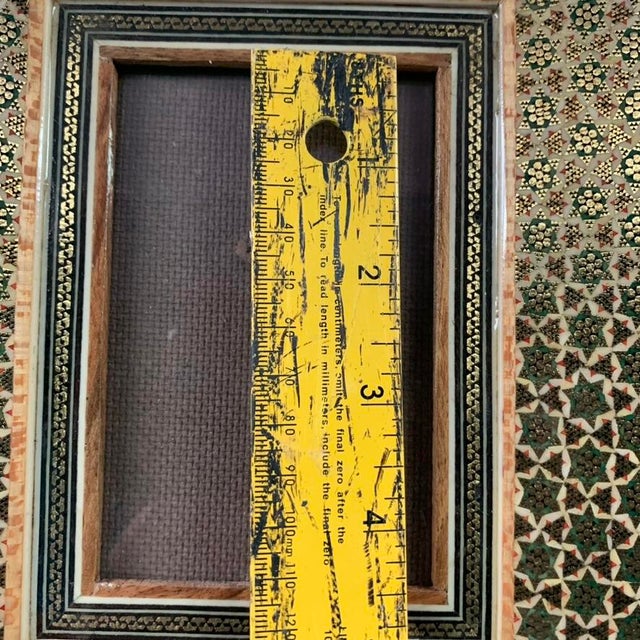 Pair of Vintage Persian Khatamkari Micro-Mosaic Geometric Photo Frames For Sale - Image 9 of 14