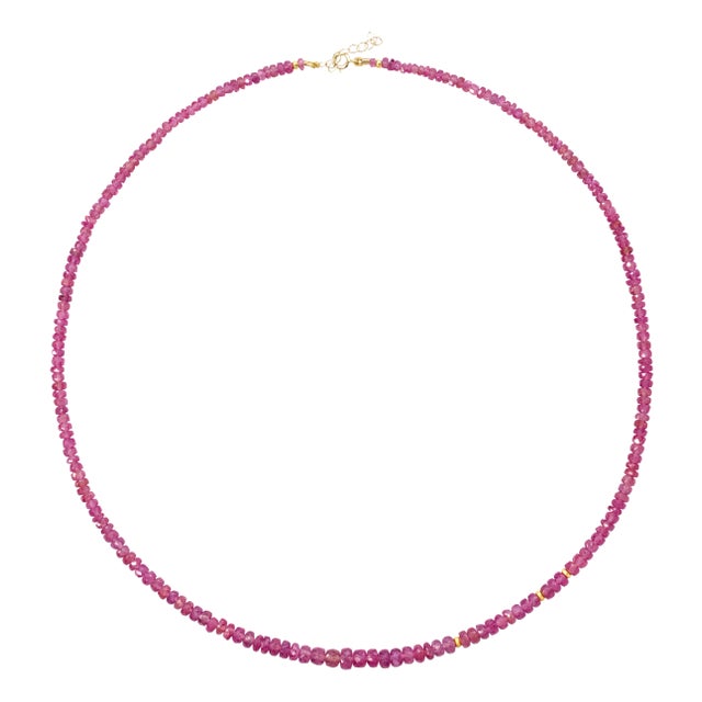 Pink Sapphire Necklace 14k Gold For Sale