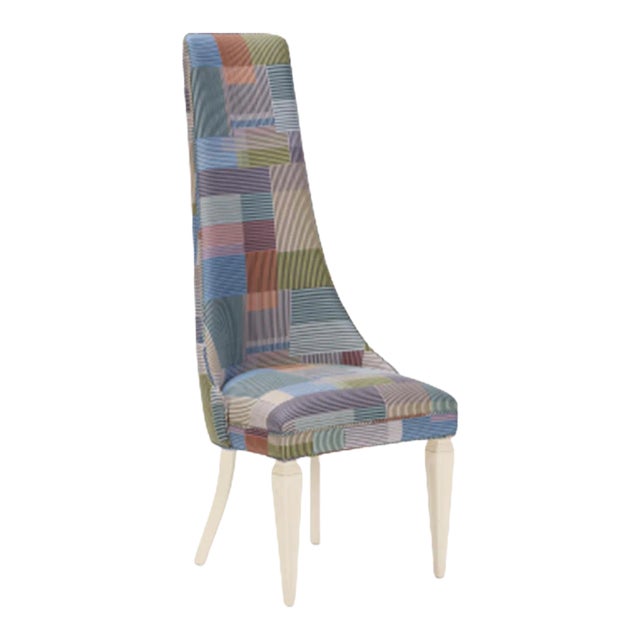 Contemporary Tall Back Side Chair Covered in Paul Smith Fabric For Sale