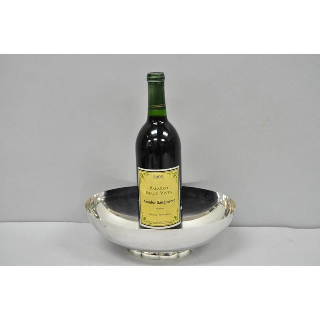 Vintage Poole 811 Modern Silver Plated Scalloped Footed Oval Serving Fruit Bowl For Sale - Image 11 of 11