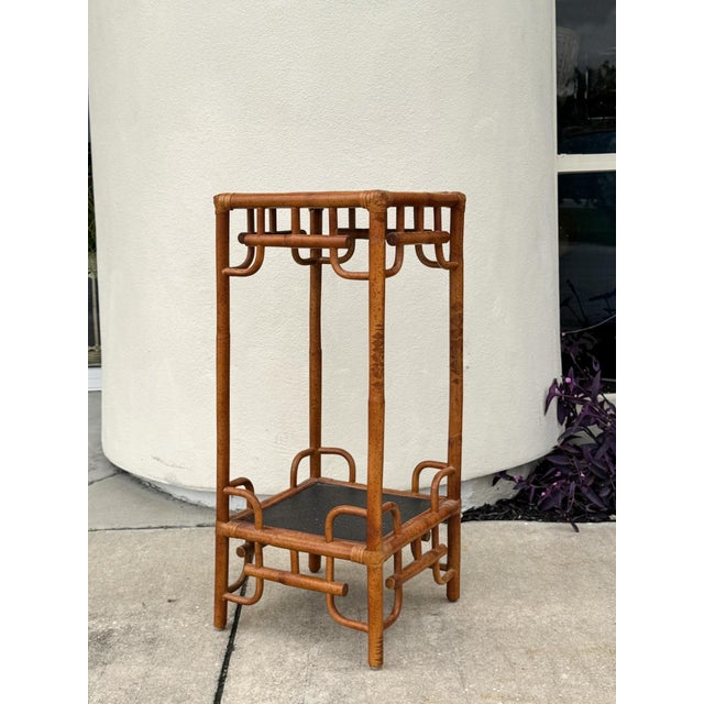 Mid 20th Century Bamboo Planter Stand Vintage Hollywood Regency Chinoiserie Tall Coastal For Sale - Image 5 of 14