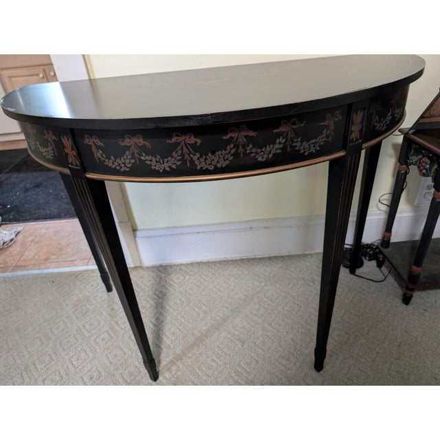 Mid 20th Century Maitland Smith Chinoiserie Style Demi Lune Console Table For Sale - Image 17 of 17