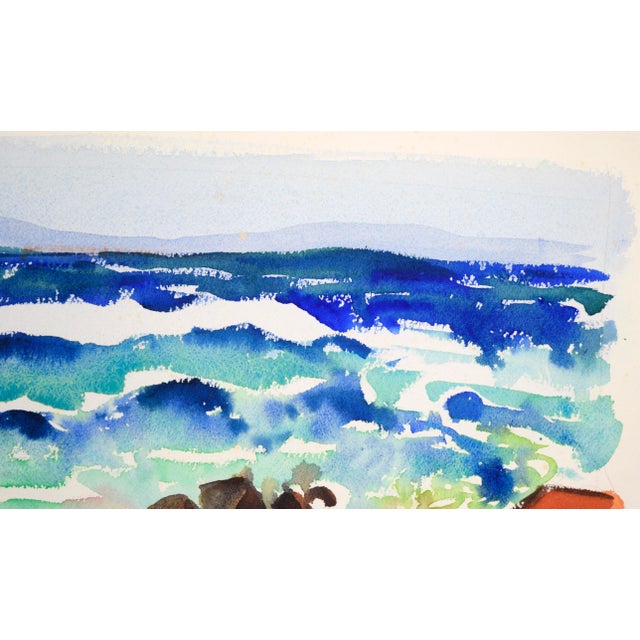 Blue 20th Century California Modernist Seascape in Watercolor on Paper by Lucile Marie Johnston For Sale - Image 8 of 8