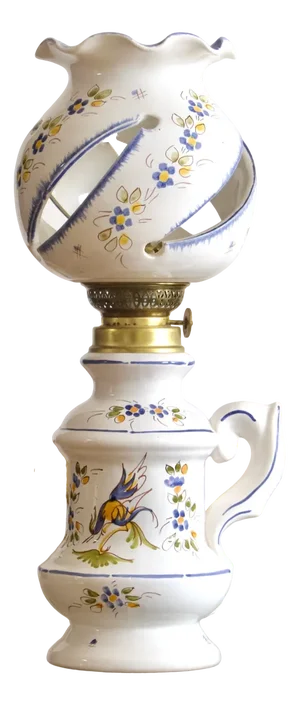 Large Hand-Painted Hand-Painted Lamp from Moustiers, 1930s