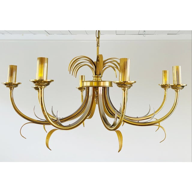 Brass and Chrome Pineapple Chandelier from Maison Jansen, 1970s For Sale - Image 9 of 9