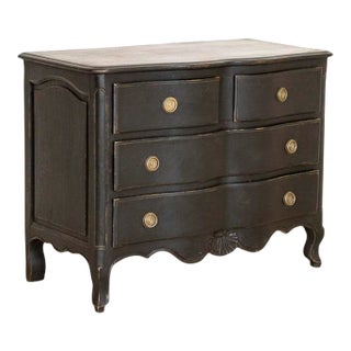 Antique French Country Chest of Drawers Nightstand Painted Black For Sale