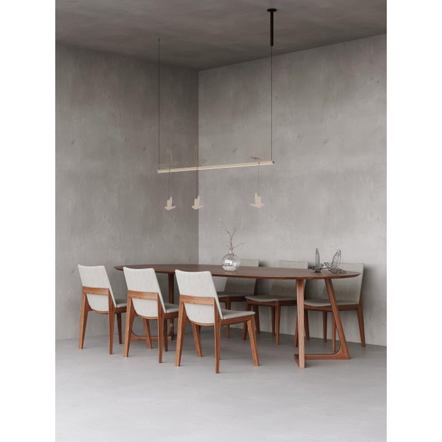 Black Minimalist Led Pendant Light Sculptural Geometric Art, Steel and Textile 59 In For Sale - Image 8 of 12