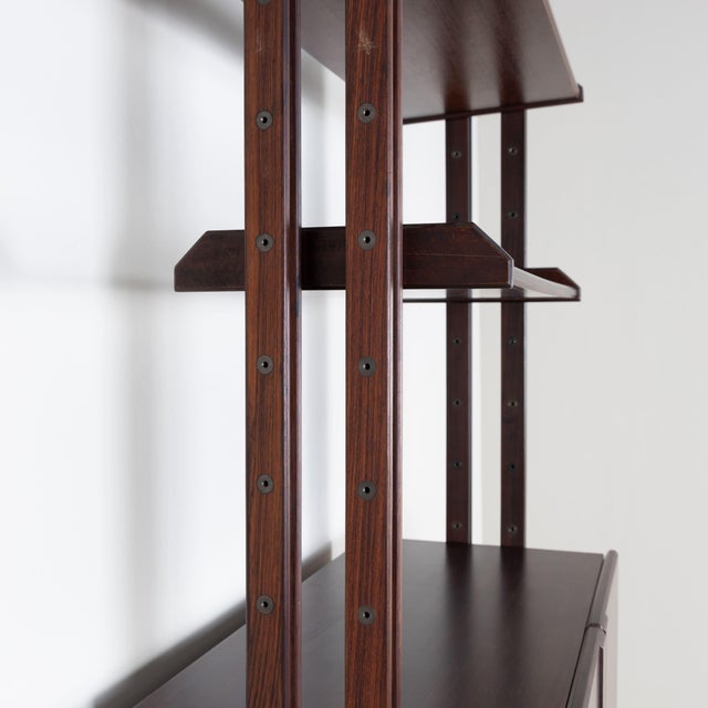 Brown Single Span Floor-to-Ceiling Bookcase, 1960 For Sale - Image 8 of 14
