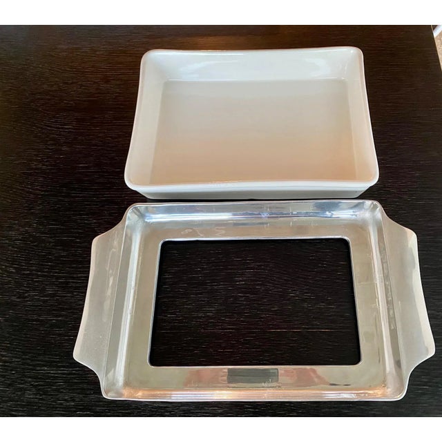 Vintage Ceramic & Pewter Serving Dish, Lead-Free, Never Used For Sale - Image 4 of 7