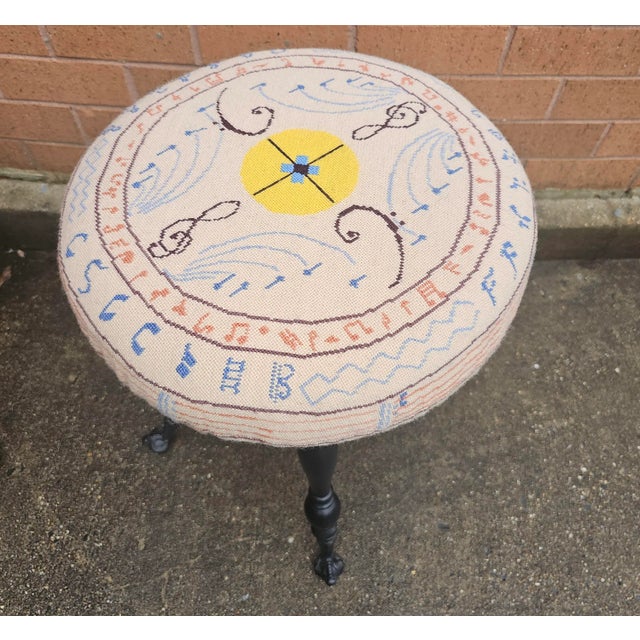 Wood 19th Century Victorian Ebonized Wood and Needlepoint Reupholstered Piano Stool For Sale - Image 7 of 10