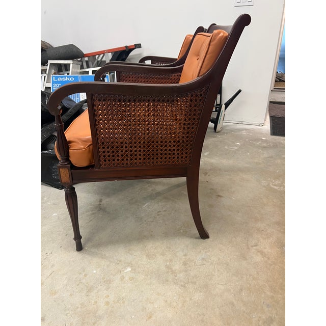 Traditional 1950s Pair of Caned Lounge Chairs For Sale - Image 3 of 6