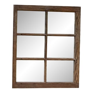 Vintage Rustic Wood Window Pane Wall Mirror Salvaged North Carolina Mountain For Sale