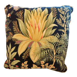 Pair of Custom Tropical Botanical Accent Pillows in Designer Linen Blend