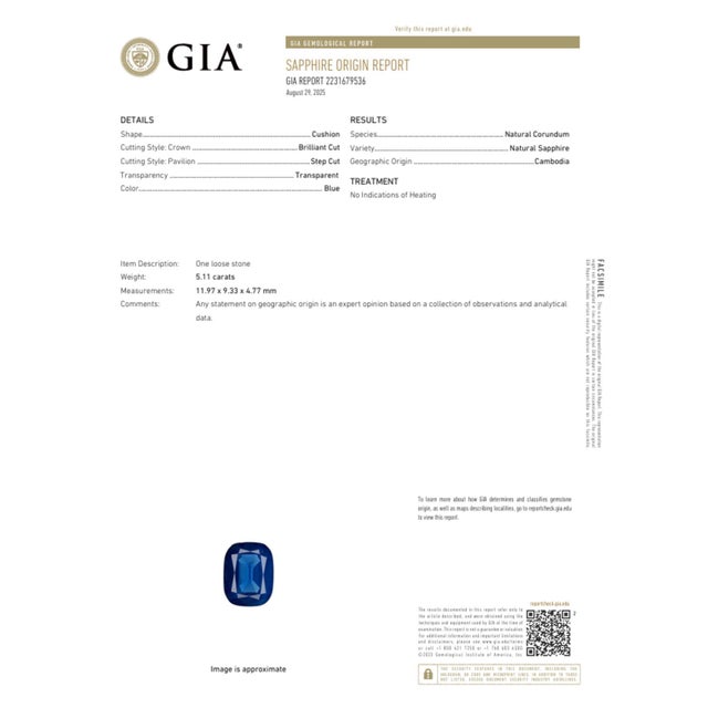 Gia Certified 5.11 Carat Cushion Blue Sapphire 14k Yellow Gold Solitaire Ring, Size 7 For Sale - Image 9 of 10