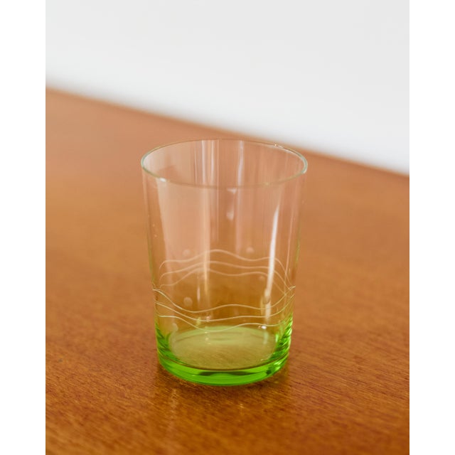 Vintage Green Glass Glasses, 1970s, Set of 6 For Sale - Image 4 of 5