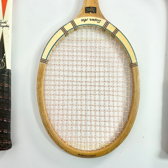 Vintage Mid-Century Americana Boho Chic Wood Tennis Rackets - Set of 3 For Sale - Image 11 of 13