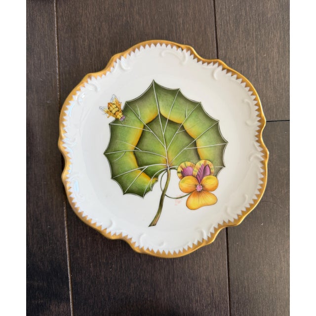 Modern Set of 8 Hand-Painted Anna Weatherley Bread & Butter Plates 6" From Treasure Garden, Morning Glory, Green Leaf or Old Master Tulips Collection For Sale - Image 3 of 11