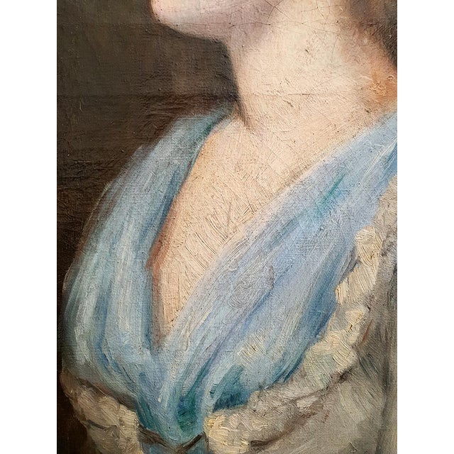 French School Artist, Portrait of a Young Woman in Profile, Oil on Canvas, 19th Century For Sale - Image 4 of 10