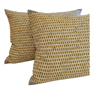 Textural Masterpiece, Warm Earthy Palette & Fancy Yarns – A Set of 2 Decorative Pillow Covers 28” X 20” For Sale