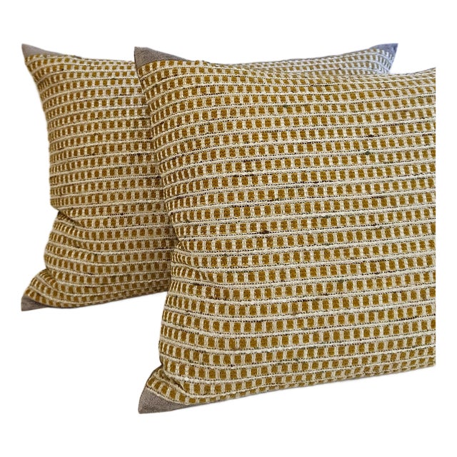 Textural Masterpiece, Warm Earthy Palette & Fancy Yarns – A Set of 2 Decorative Pillow Covers 28” X 20” For Sale