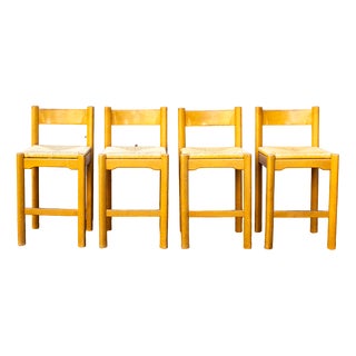 Straw Stools by Charlotte Perriand, 1970, Set of 4 For Sale