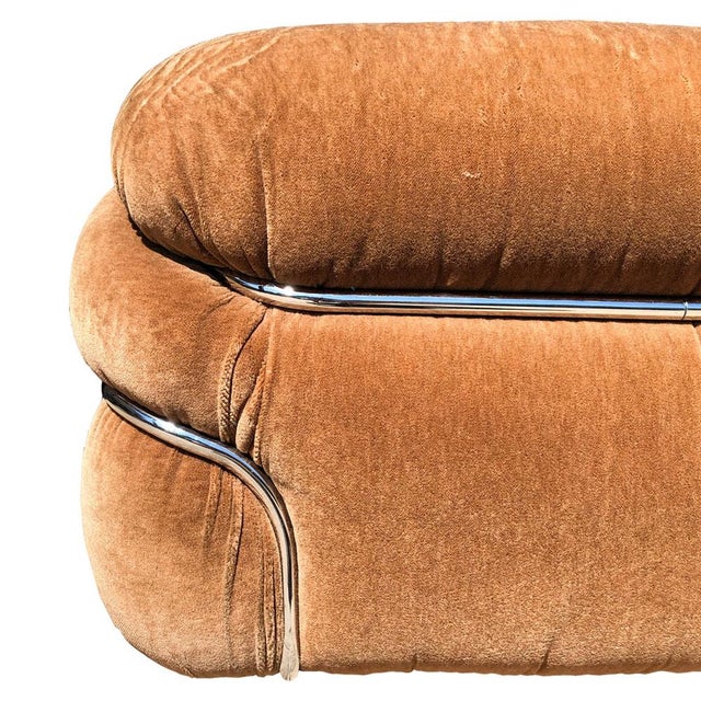Tan Space Age Sesann Chair in Camel Brown Alpaca Velvet by Gianfranco Frattini for Cassina, 1972 For Sale - Image 8 of 10