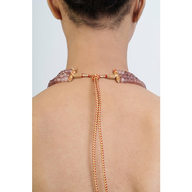 Late 20th Century Style Natural Strawberry Quartz Multi-Strand Statement Necklace, 18" For Sale - Image 9 of 14