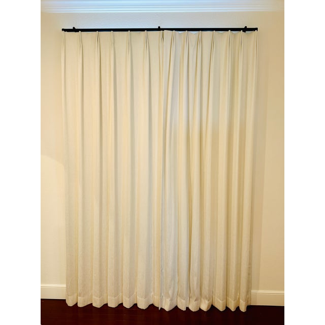 Stunning custom-made drapery panels in a soft cream / warm ivory textured fabric. These panels were professionally...