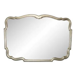 Karges Furniture Vintage Curved French Provincial Platinum Silver Finish Wall Mantle Mirror