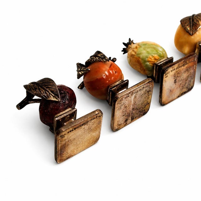 Italian Sterling Silver and Hardstone Place Card Holders by Piero Nutini for Gucci, 1960, Set of 8 For Sale - Image 4 of 15