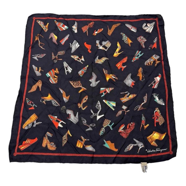 1980s Iconic Small Silk Scarf by Salvatore Ferragamo For Sale