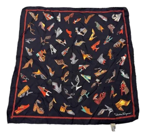 1980s Iconic Small Silk Scarf by Salvatore Ferragamo