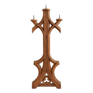 1920s French Oak Candelabra For Sale