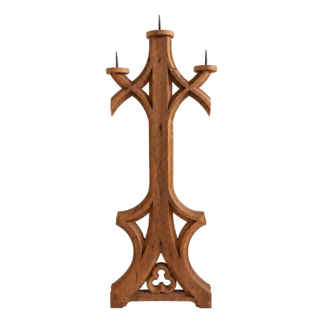 1920s French Oak Candelabra For Sale