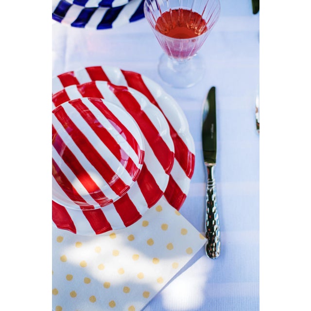 Italian VIETRI Amalfitana Red Stripe Salad Plate For Sale - Image 3 of 9