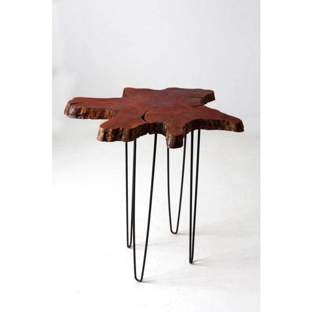 Mid Century Live Edge Wood Side Table For Sale - Image 12 of 13