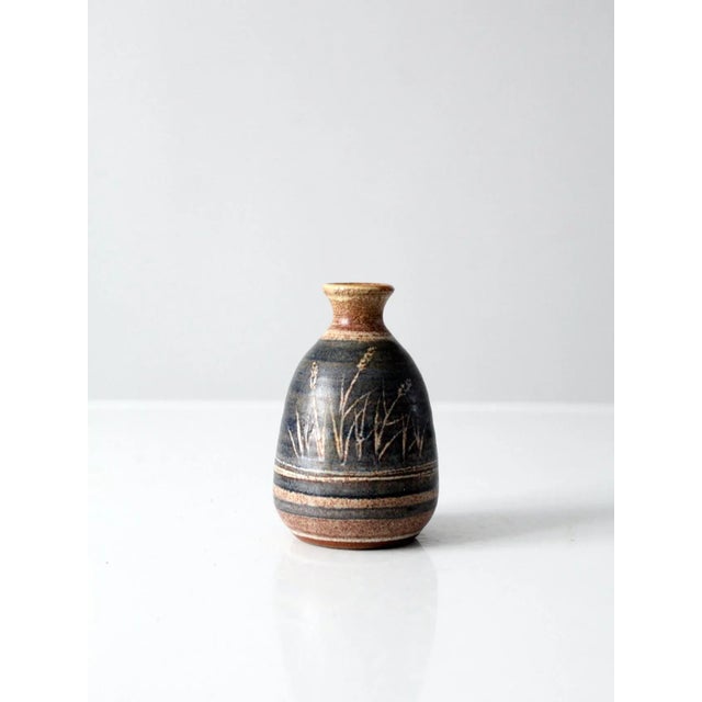 Contemporary Vintage Studio Pottery Bottleneck Vase For Sale - Image 3 of 8