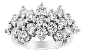 14K White Gold 4.0 Cttw Diamond Multi Row Scatter Band Ring (I-J Color, I1-I2 Clarity) - Size 7