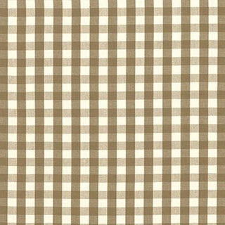 Schumacher Elton Cotton Check Fabric in Mocha For Sale