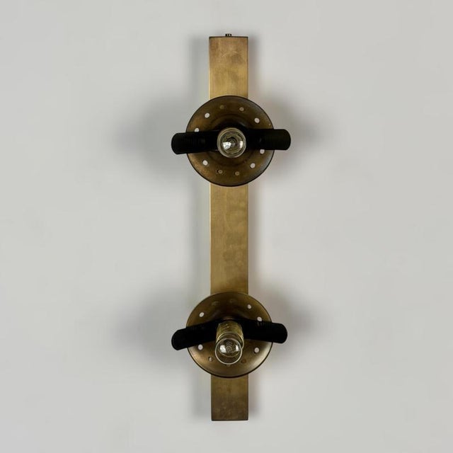 Gold Stilnovo Brass and Opaline Glass Double Sconces, Italy, 1960s, Set of 2 For Sale - Image 8 of 18