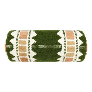 Scalamandre 21" x 7" Mistral Bolster Pillow in Everglade Sand For Sale