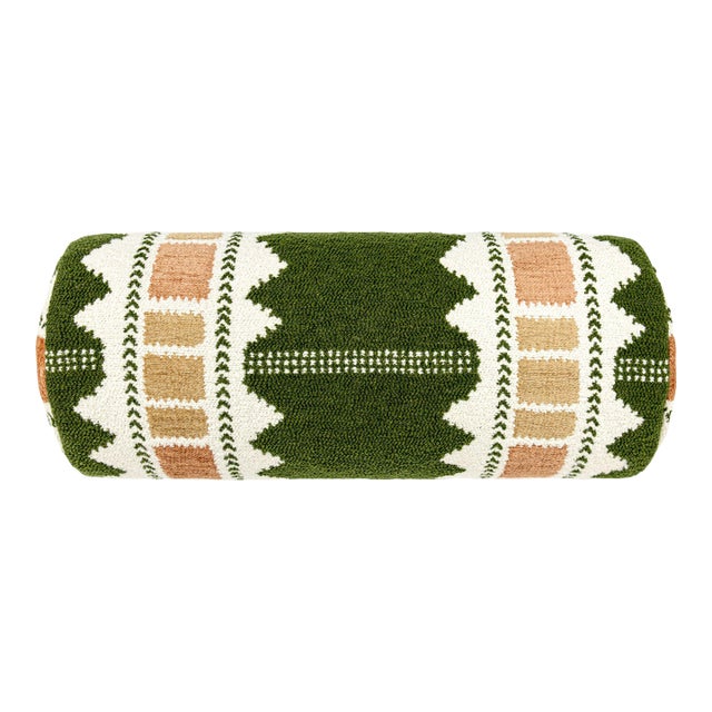 Scalamandre 21" x 7" Mistral Bolster Pillow in Everglade Sand For Sale