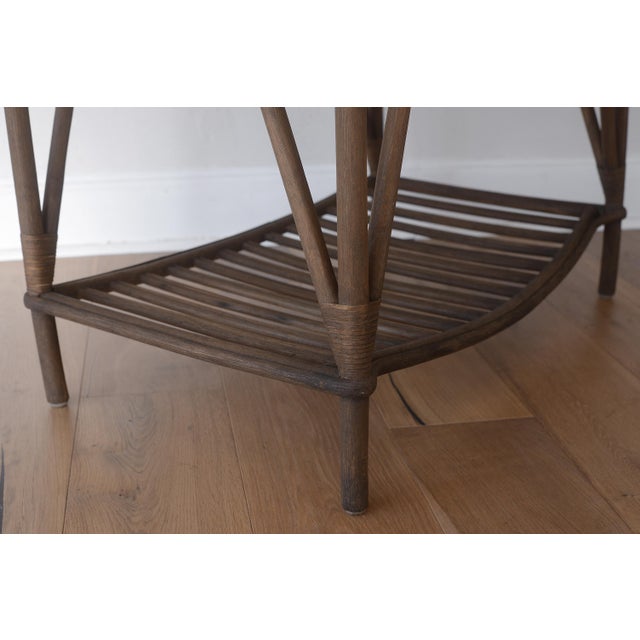 Vintage Rustic Boho Rattan Table With Shelf For Sale - Image 13 of 16