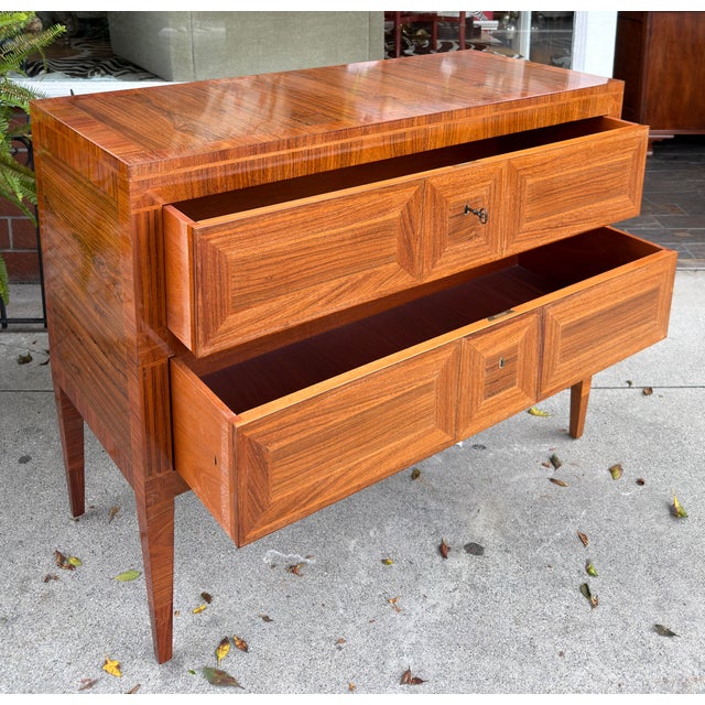 1 of 2 Dessin Fournir Neoclassical Style Burl Wood Inlaid Chest of Drawers For Sale In Los Angeles - Image 6 of 8