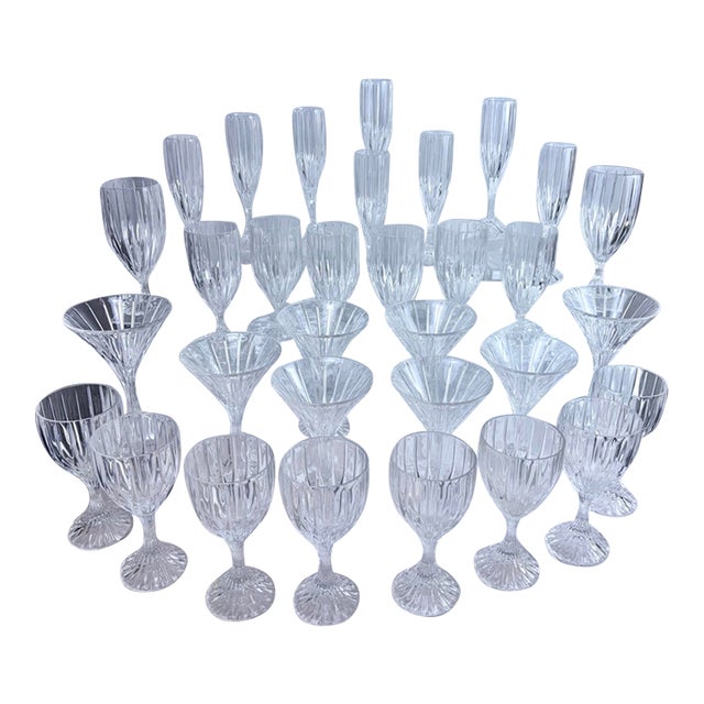 1980s Elegant Mikasa Park Lane Crystal Drinkware Suite - 32 Pieces For Sale