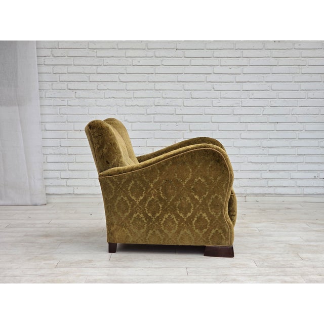 1950s Danish Relax Chair in Furniture Velour and Oak Wood, 1950s For Sale - Image 5 of 18