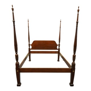 High End Vintage Mahogany Four Poster Queen Size Rice Carved Bed 760-83 For Sale